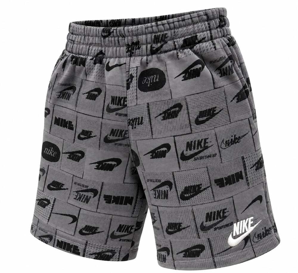 Nike Sportswear Club Fleece Printed Shorts Size 7 Grey